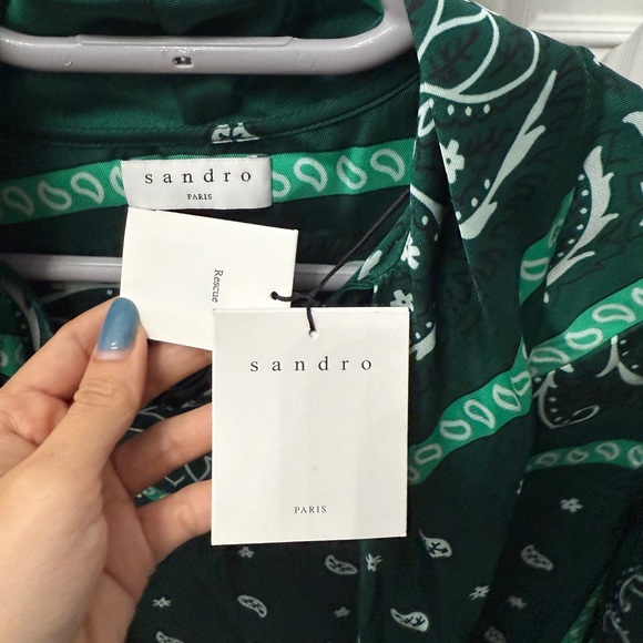 Sandro Green Paisley Blouse NWT - Picture 3 of 5